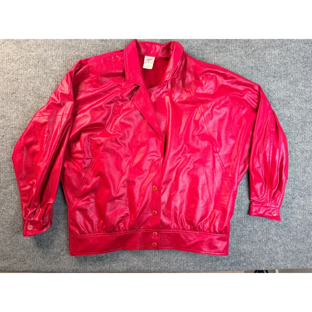Vintage Graff Red Bomber Jacket Womens Size 16 Made in USA Y2K 90s Lightweight